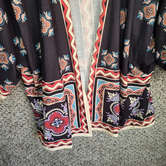 Flying Tomato Cardigan Womens Medium Black Knit Open Front Boho Casual Polyester - Picture 5 of 7